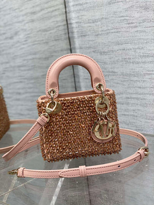Dior S0856 MICRO LADY BAG Limited edition handmade beads Lambskin Pink - Default Title - View 2
