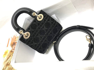 Dior S0856 MICRO LADY DIOR BAG Horizon Black Metallic Cannage Lambskin Embroidered with Beads - Default Title - View 2