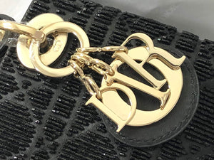 Dior S0856 MICRO LADY DIOR BAG Horizon Black Metallic Cannage Lambskin Embroidered with Beads - Default Title - View 6