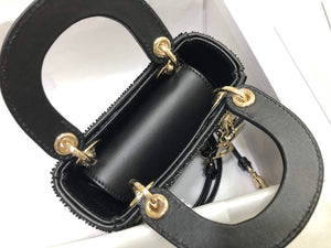 Dior S0856 MICRO LADY DIOR BAG Horizon Black Metallic Cannage Lambskin Embroidered with Beads - Default Title - View 7