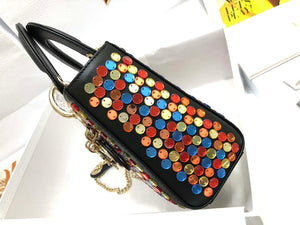 Dior S0856 Micro Lady Dior Bag Horizon Black Metallic Cannage Lambskin with multicolor embroidery sequins - Default Title - View 3