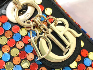 Dior S0856 Micro Lady Dior Bag Horizon Black Metallic Cannage Lambskin with multicolor embroidery sequins - Default Title - View 6