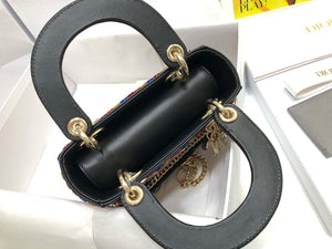 Dior S0856 Micro Lady Dior Bag Horizon Black Metallic Cannage Lambskin with multicolor embroidery sequins - Default Title - View 7
