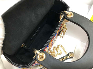 Dior S0856 Micro Lady Dior Bag Horizon Black Metallic Cannage Lambskin with multicolor embroidery sequins - Default Title - View 8