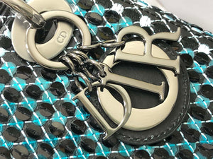 Dior S0856 Micro Lady Dior Bag Horizon Black Metallic Cannage Lambskin with Blue embroidery sequins - Default Title - View 6