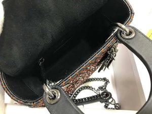 Dior S0856 Micro Lady Dior Bag Horizon Black Metallic Cannage Lambskin with Gold embroidery sequins - Default Title - View 8