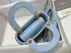 Dior S0856 Micro Lady Dior Bag Horizon Blue Metallic Cannage Lambskin embroidery sequins - Default Title - View 7