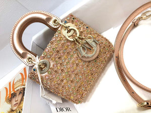 Dior S0856 MICRO LADY DIOR BAG Horizon Gold Metallic Cannage Lambskin With Round Diamond - Default Title - View 1