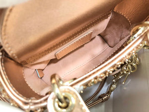 Dior S0856 MICRO LADY DIOR BAG Horizon Gold Metallic Cannage Lambskin With Round Diamond - Default Title - View 7