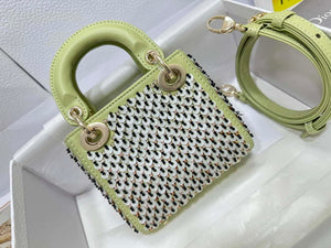 Dior S0856 Micro Lady Dior Bag Horizon Green Metallic Cannage Lambskin embroidery sequins - Default Title - View 2