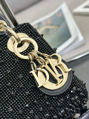 Dior S0856 MICRO LADY DIOR BAG Horizon Metallic Cannage Lambskin embroidery beads Black - Default Title - View 6