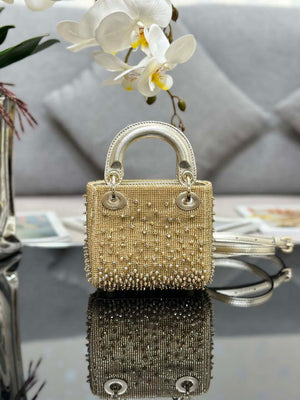 Dior S0856 MICRO LADY DIOR BAG Horizon Metallic Cannage Lambskin embroidery beads - Default Title - View 2
