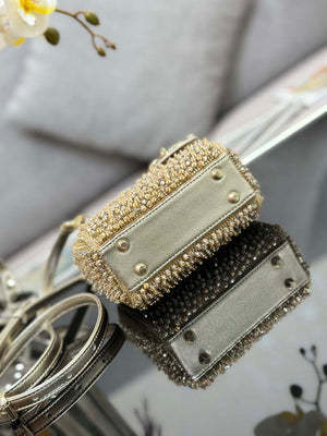 Dior S0856 MICRO LADY DIOR BAG Horizon Metallic Cannage Lambskin embroidery beads - Default Title - View 4