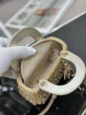 Dior S0856 MICRO LADY DIOR BAG Horizon Metallic Cannage Lambskin embroidery beads - Default Title - View 8