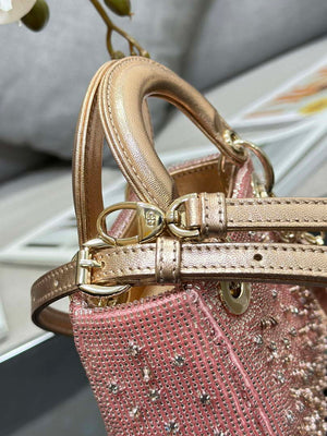 Dior S0856 MICRO LADY DIOR BAG Horizon Metallic Cannage Lambskin embroidery beads Pink - Default Title - View 7