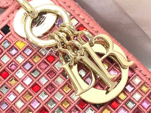 Dior S0856 Micro Lady Dior Bag Square Embroidery Set with Pink Multicolor Strass - Default Title - View 6