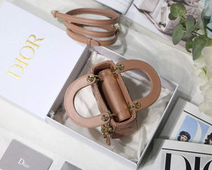 Dior S0856 MICRO LADY Dior Bag Tan Cannage Lambskin - luxibagsmall