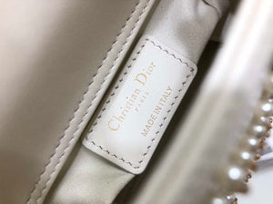 Dior S0856 MICRO LADY Dior Bag White Cannage Lambskin with Pearl - Default Title - View 3