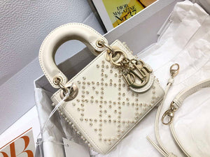 Dior S0856 MICRO LADY Dior Bag White Cannage Lambskin with Pearl - Default Title - View 7