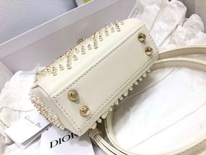 Dior S0856 MICRO LADY Dior Bag White Cannage Lambskin with Pearl - Default Title - View 8