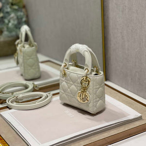 Dior S0856 MICRO LADY Dior Bag White Cannage Lambskin - Default Title - View 3