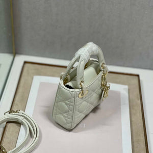 Dior S0856 MICRO LADY Dior Bag White Cannage Lambskin - Default Title - View 4