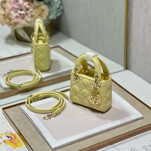 Dior S0856 MICRO LADY Dior Bag Yellow Cannage Lambskin - Default Title - View 4