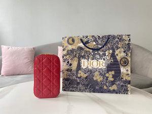 Dior S0872 Lady Dior Phone Holder Cannage Lambskin Red - Default Title - View 1