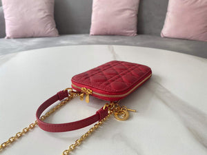 Dior S0872 Lady Dior Phone Holder Cannage Lambskin Red - Default Title - View 4
