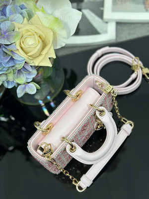 Dior S0910 Micro Lady D-joy Bag Embroidery crystal Pink - Default Title - View 7