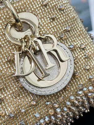 Dior S0910 Micro Lady D-joy Bag Gold-Tone Satin with Gradient Bead Embroidery - Default Title - View 6