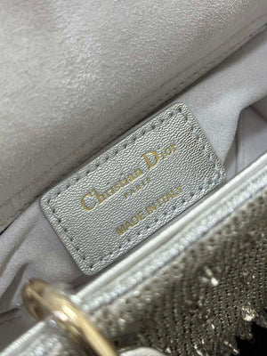 Dior S0910 Micro Lady D-joy Bag Silver-Tone Satin with Gradient Bead Embroidery - Default Title - View 9