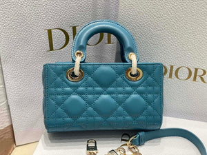 Dior S0910 Micro Lady D-joy Bag Blue Cannage Lambskin - Default Title - View 5