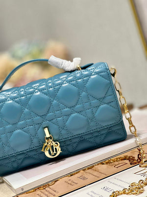 Dior S0980 Mini Miss Dior Bag Latte Cannage Lambskin Blue - Default Title - View 3