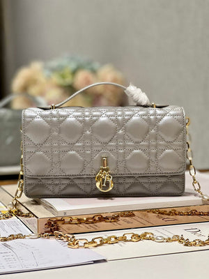 Dior S0980 Mini Miss Dior Bag Latte Cannage Lambskin Gray - Default Title - View 1