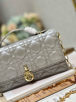 Dior S0980 Mini Miss Dior Bag Latte Cannage Lambskin Gray - Default Title - View 3