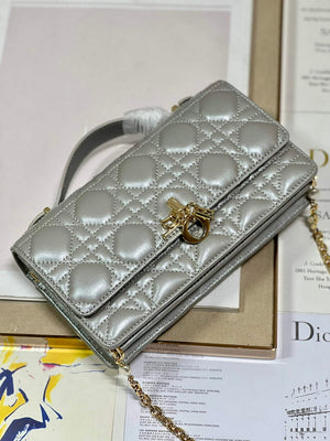Dior S0980 Mini Miss Dior Bag Latte Cannage Lambskin Gray - Default Title - View 7