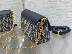 Dior S2350 30 Montaigne Avenue East-West Double Carry Mini Bag Blue Oblique Jacquard - Default Title - View 6