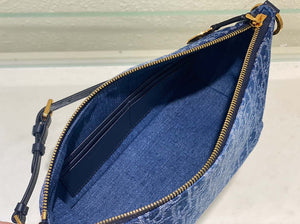 Dior S3202 Diorstar Hobo Bag with Chain Blue Denim Dior Oblique Jacquard M2030 - Default Title - View 8