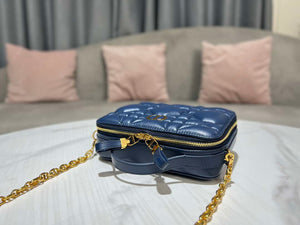 Dior S5140 Caro Box Bag Blue Quilted Macrocannage Calfskin - Default Title - View 6
