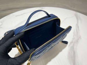 Dior S5140 Caro Box Bag Blue Quilted Macrocannage Calfskin - Default Title - View 8