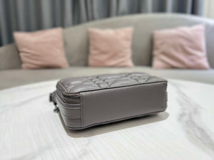 Dior S5140 Caro Box Bag Gray Quilted Macrocannage Calfskin - Default Title - View 5