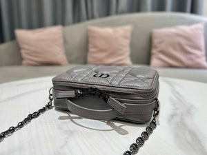 Dior S5140 Caro Box Bag Gray Quilted Macrocannage Calfskin - Default Title - View 6