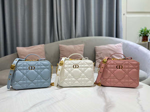 Dior S5140 Caro Box Bag Lake Blue Quilted Macrocannage Calfskin - Default Title - View 2