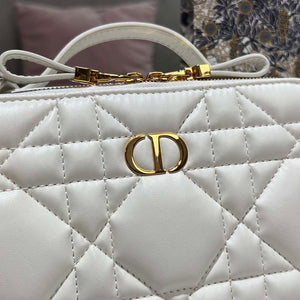 Dior S5140 Caro Box Bag White Quilted Macrocannage Calfskin - Default Title - View 6