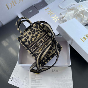 Dior S5555 Mini Dior Book Tote Phone Bag Beige and Black Mizza Embroidery - Default Title - View 9