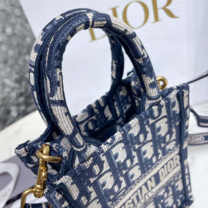 Dior S5555 Mini Dior Book Tote Phone Bag Blue Dior Oblique Embroidery - Default Title - View 5