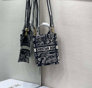 Dior S5555 Mini Dior Book Tote Phone Bag Blue Toile de Jouy Reverse Embroidery - Default Title - View 3