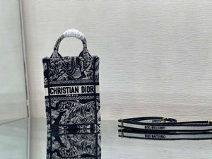 Dior S5555 Mini Dior Book Tote Phone Bag Blue Toile de Jouy Reverse Embroidery - Default Title - View 6