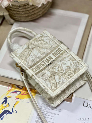 Dior S5555 Mini Dior Book Tote Phone Bag White Eembroidery S1107 - Default Title - View 7